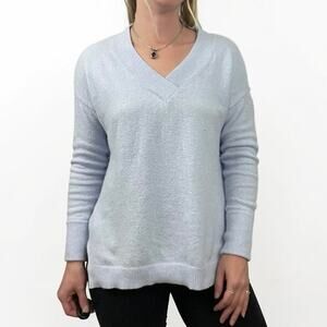 LOFT Light Blue V-Neck Knit Sweater